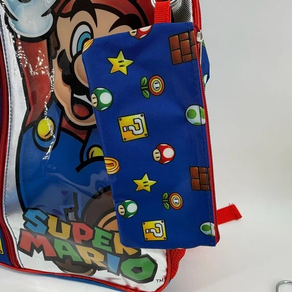 NWT Nintendo Super Mario Backpack Lunch Bag Pencil Case Set Character School - Picture 4 of 16